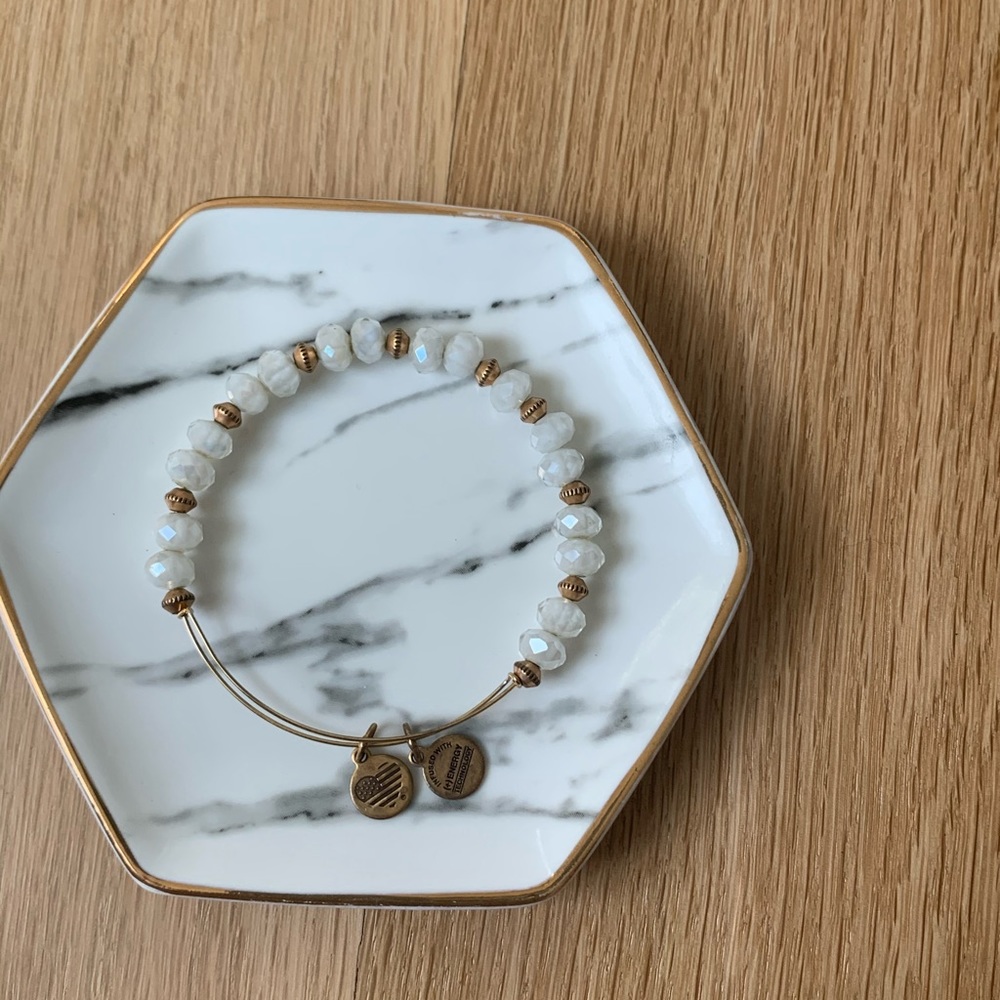 Alexi and Ani White and Gold Beaded Bangle